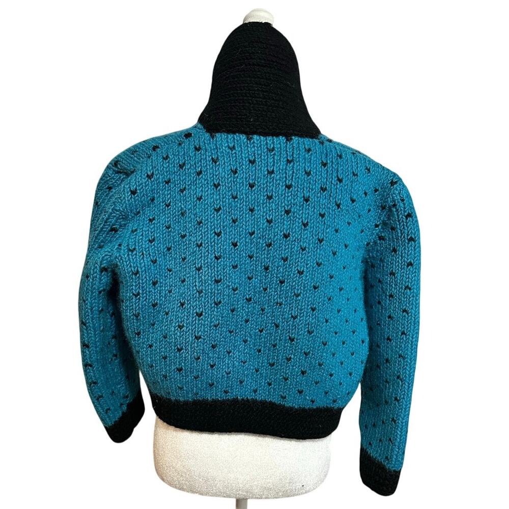 Vintage hand knit wool cropped cardigan - Picture 4 of 6
